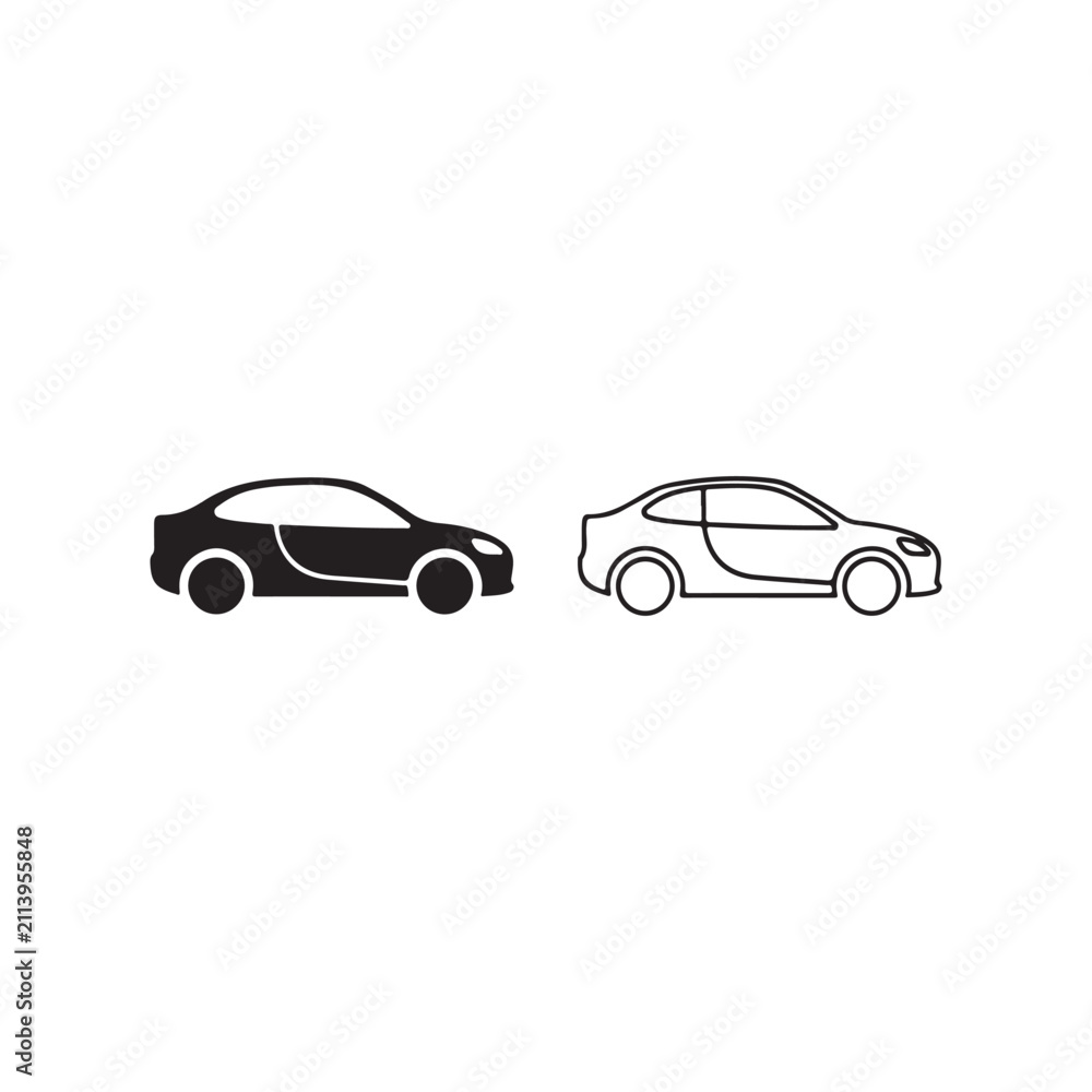 Fototapeta premium Minimal Car Icon Solid Outline Vector