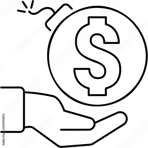 Billede på lærred Line Debt Icon