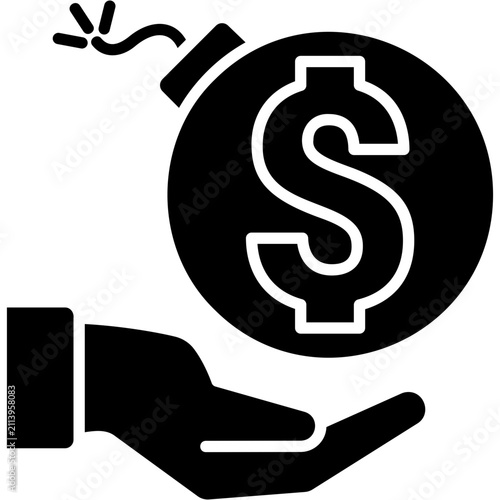 Billede på lærred Solid Fill Debt Icon