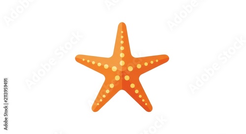 Vibrant orange starfish on white background.