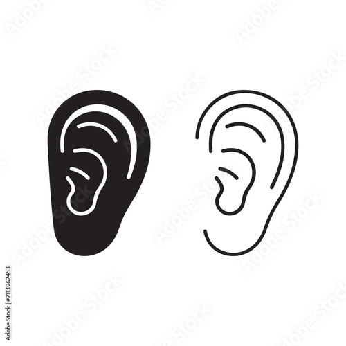 Minimal Ear Icon Black Medical Vector Design