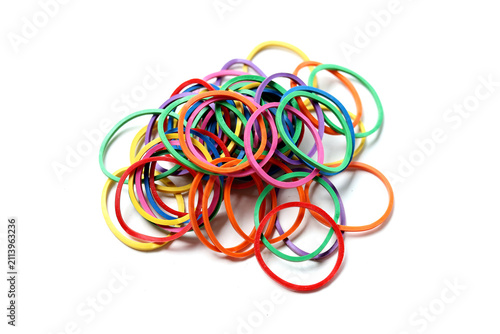 Quadro su tela Pile of colorful elastic rubber bands