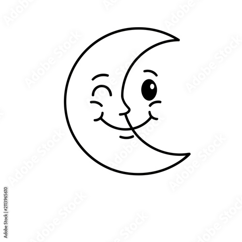 Winking Crescent Moon Character