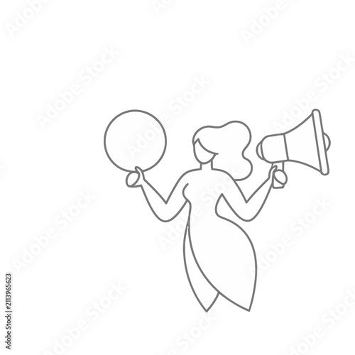 Woman with Megaphone and Speech Bubble
