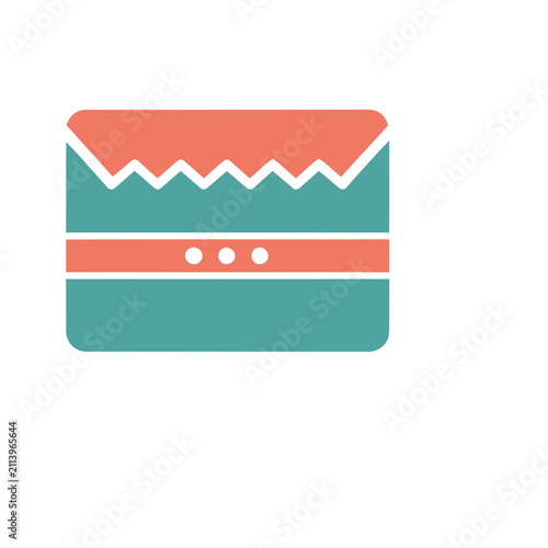 Abstract geometric shape with coral and teal colors