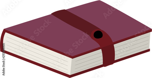 Canvastavla Closed Burgundy Hardcover Book with Dark Red Ribbon Bookmark, Isolated on White Background, Educational Concept Illustration for Learning and Knowl