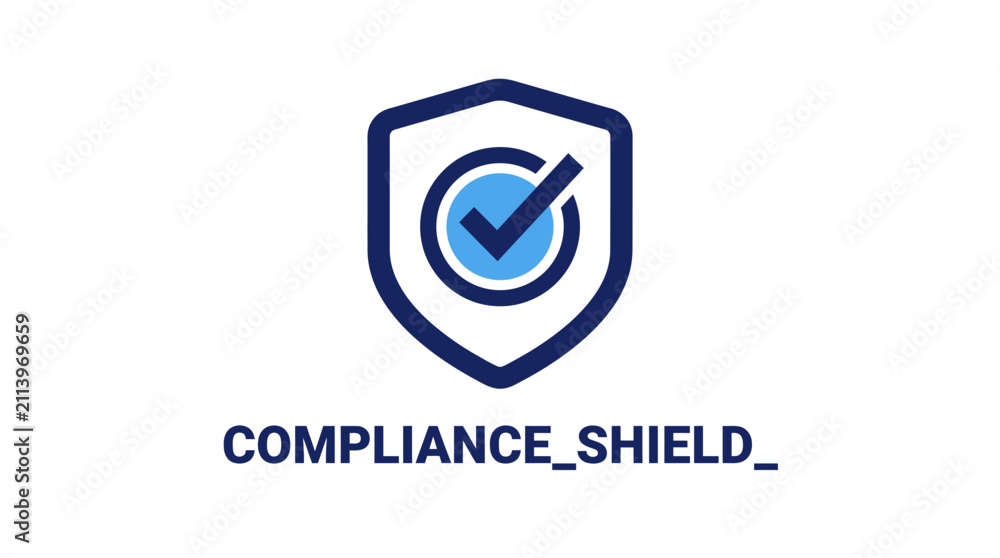 Foto Compliance Shield Logo with Checkmark Symbol.