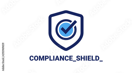 Compliance Shield Logo with Checkmark Symbol.