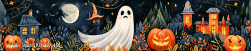 Halloween illustration in watercolor style 
