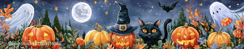 Halloween illustration in watercolor style 