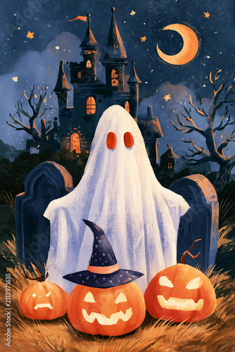 Halloween illustration in watercolor style 