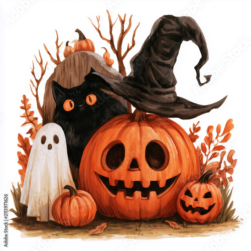 Halloween illustration in watercolor style 