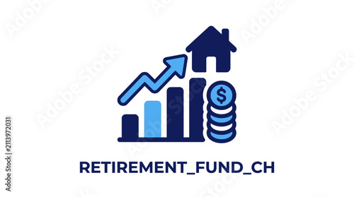 Fotografía Retirement fund growth chart with house and coins for financial planning