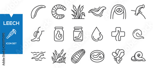 Obraz na płótnie Leech Icons Set – Flat Parasite, Worm Medical Biology Vector Collection