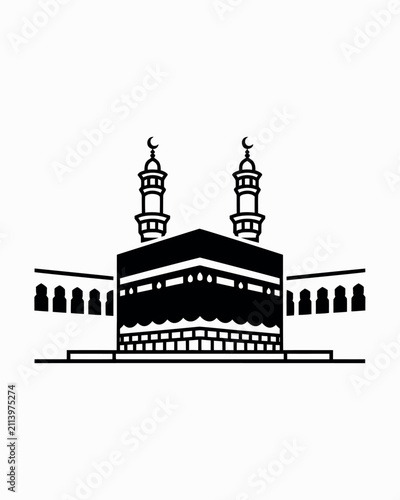 Foto holy Kaaba in mecca Saudi Arabia hand drawn sketch vector illustration featuring