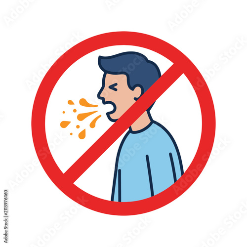 No coughing and sneezing sign vector illustration for hygiene prevention