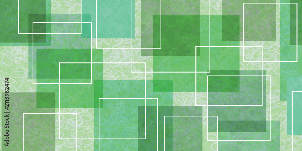 Fototapeta premium Abstract Geometric Green Square Overlay Pattern Background