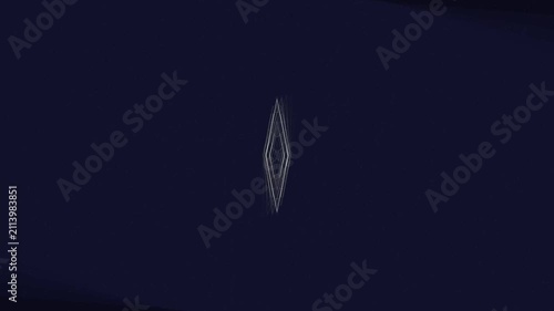 Abstract geometric diamond shape rendered in a subtle ethereal glow against a deep indigo background, creating a minimalist and mystical visual
