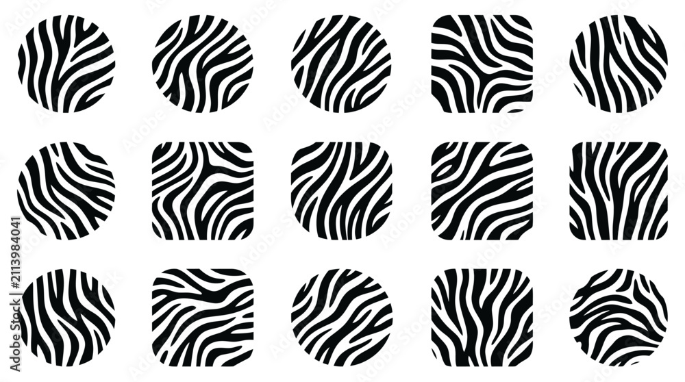 Obraz premium Abstract Zebra Stripe Patterns in Various Shapes.