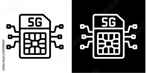 Cuadro en lienzo 5G Processor Icon Set White Style Collection