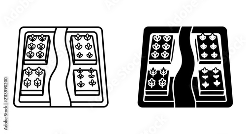 Garden Bed Icons, Raised Vegetable Plots, Organic Farming Vector Graphics, Cultivation Design Elements