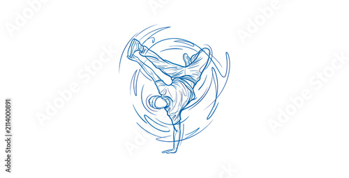 Принти на полотні Breakdancer One-Handed Freeze Vector Illustration