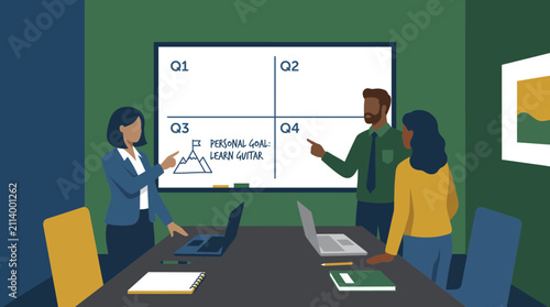 Quadro su tela Professional Setting Quarterly Personal Challenge Beyond Work Goals