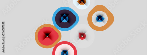Fotografie Abstract colorful circles overlap, creating dynamic visual composition