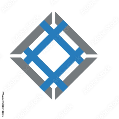 Abstract Geometric Shape with Blue and Gray Elements