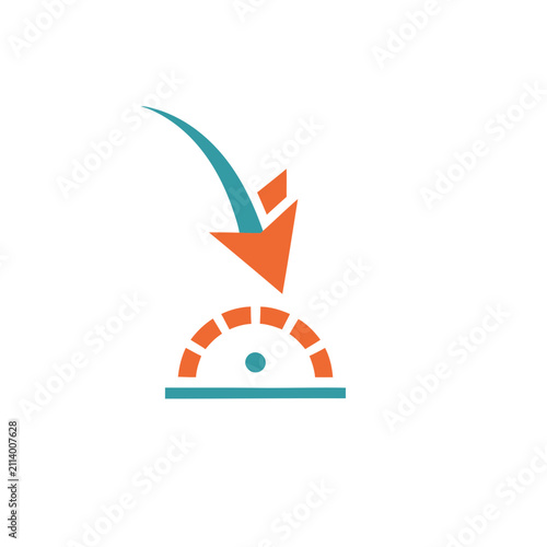 Arrow pointing to a gauge icon