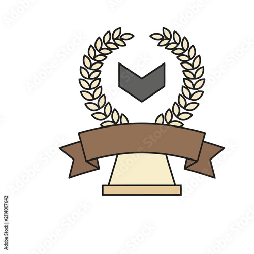 Award Trophy with Laurel Wreath and Ribbon