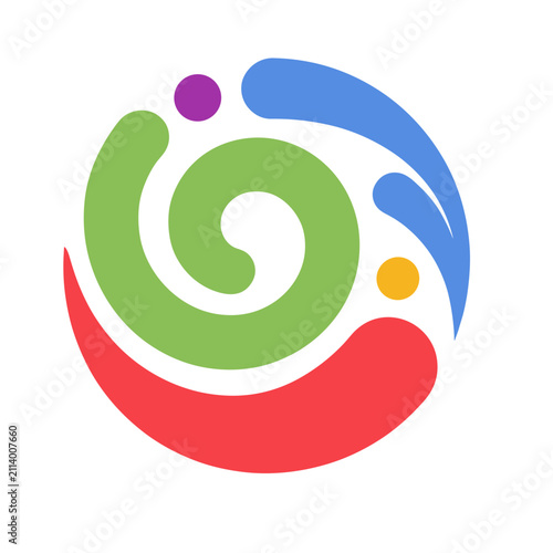 Abstract Swirl Logo with Colorful Elements