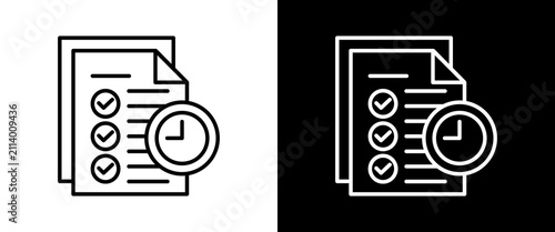 Project Management white and black icon set design