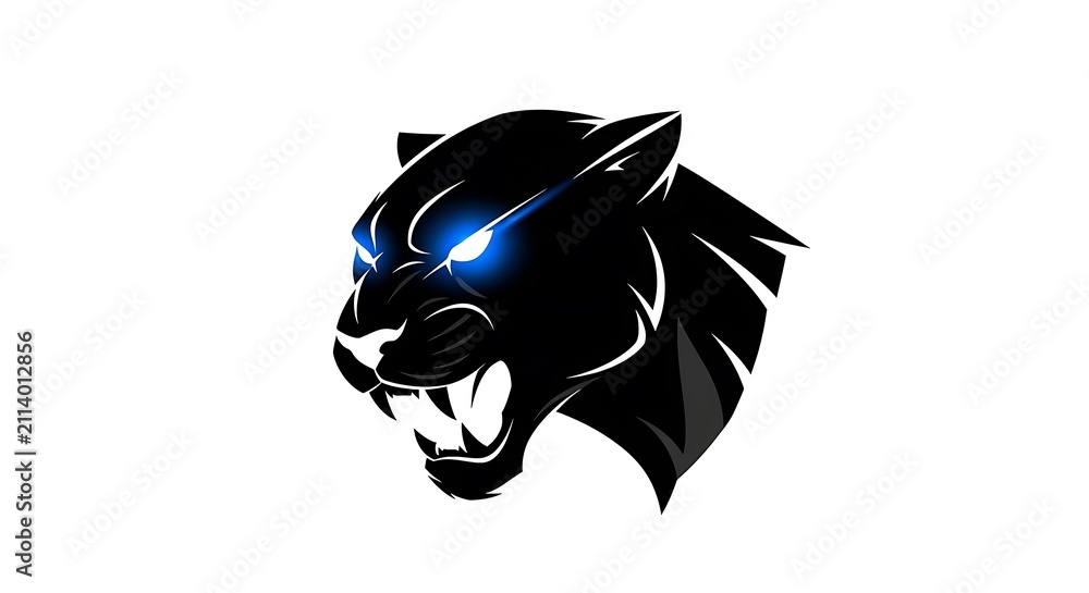 Obraz premium Bold Black Panther Logo with Glowing Blue Eyes