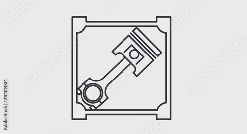 Piston and Connecting Rod Icon, Engine Part, Mechanical Symbol, Vector Illustration