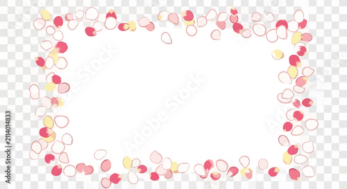 Pink and Yellow Flower Petals Frame Border - Spring Floral Decoration