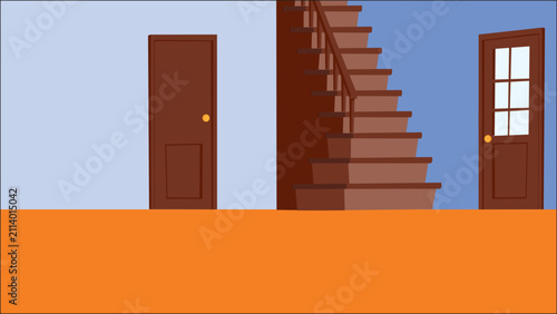 empty room with door and staircase vector interior design 