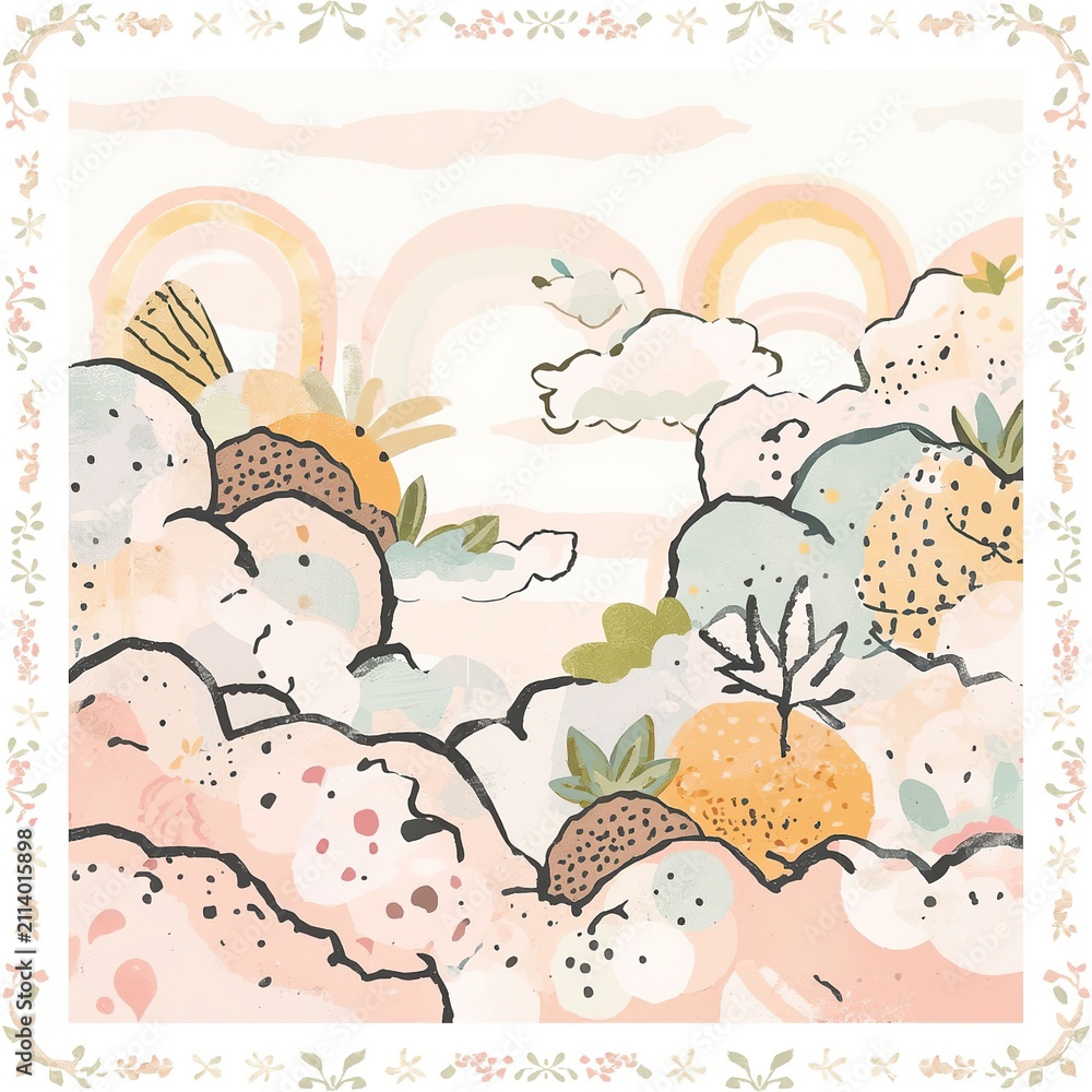 Abstract seamless pattern cloud puffy illustration background