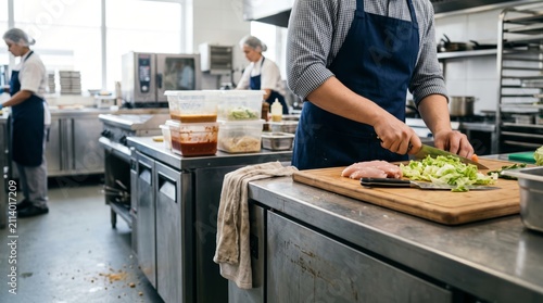 Chef preparing food with cross contamination in restaurant kitchen