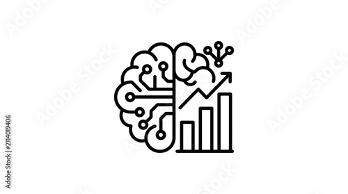 Digital Brain with Business Growth Charts and Data Analytics
