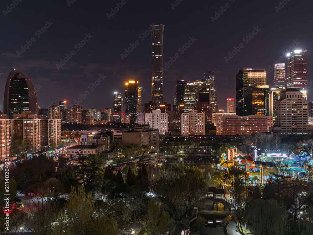 Fototapeta premium Beijing's CBD skyline: a bustling metropolis with a technological feel.