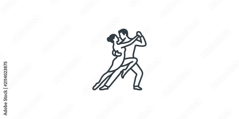 Fototapeta premium Minimalist line art illustration of a couple dancing tango together.