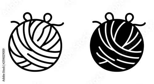 Yarn Ball Icons, Knitting Craft Symbols, Crochet Thread Set, Crafting Hobby Graphics