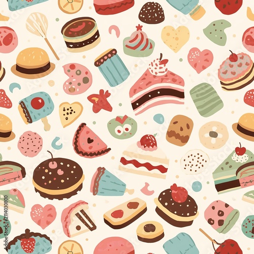 seamless pattern with food and drinks