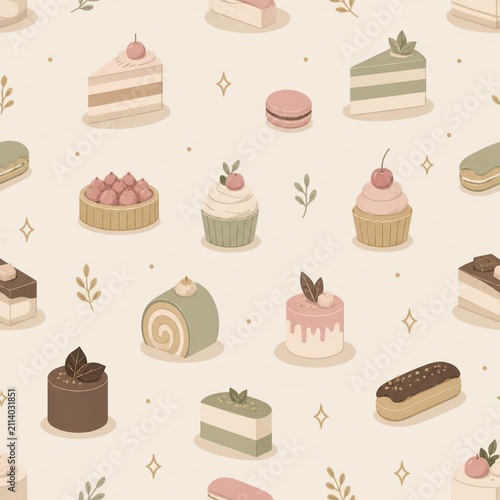 seamless background with cakes