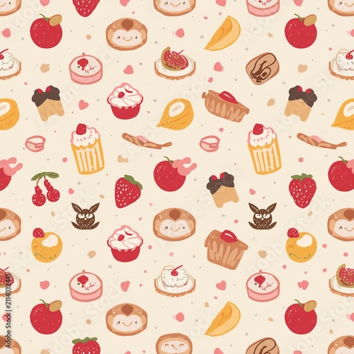 seamless pattern with cupcakes