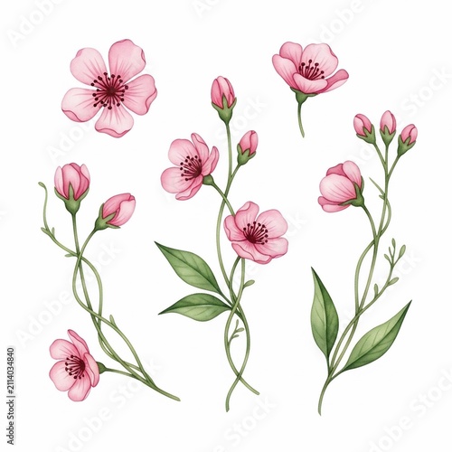 Whispers of Spring: A Delicate Watercolor Blossom Dance