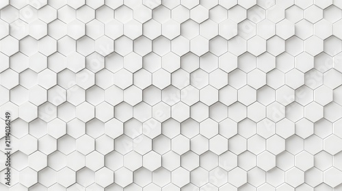 Canvastavla Seamless white hexagon pattern on clean background