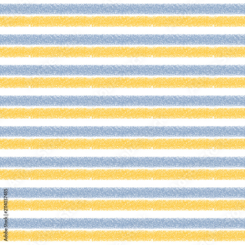 Seamless summer pattern featuring playful alternating blue and yellow textured horizontal stripes.