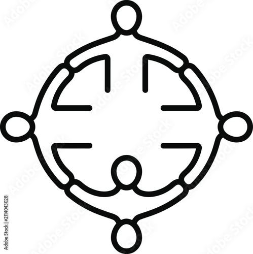 Foto Icon of four people holding hands in a circle representing unity and teamwork